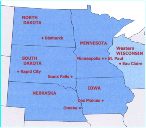 Coverage Area: Minnesota - North Dakota - South Dakota - Iowa